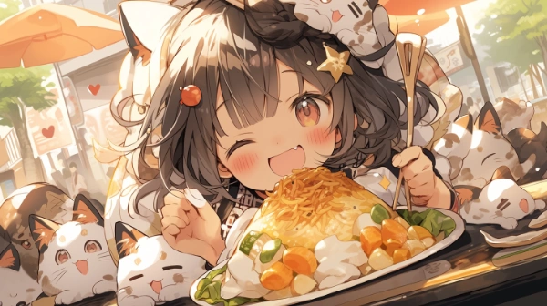 お子様がランチしている。