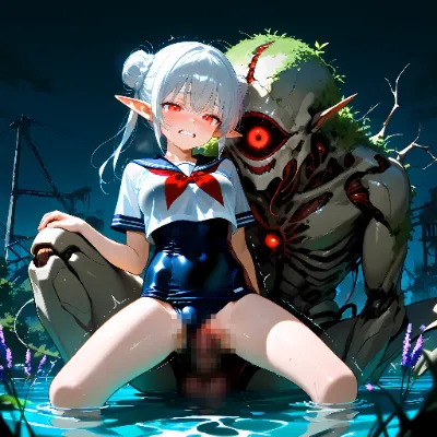 エルフの女の子達が恐ろしい一つ目メカ系のモンスターに・・・