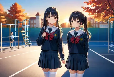 夕焼けの校庭でつむぐ二人の絆