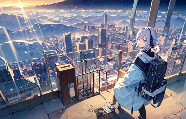 街に放たれる夕焼けの光