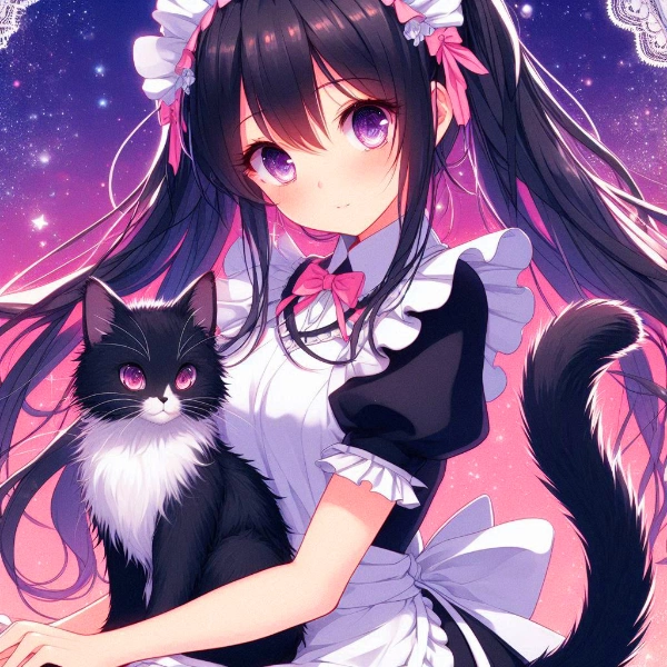 子猫とメイドな、黒髪ツインテール少女★(5枚)