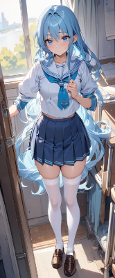 青髪ロングの生徒さん