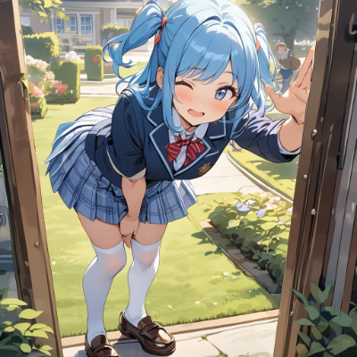 昼下がりの青髪生徒さん