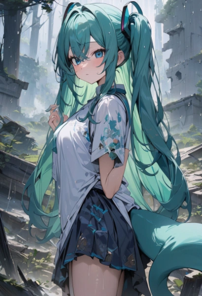 雨の廃墟と歌姫