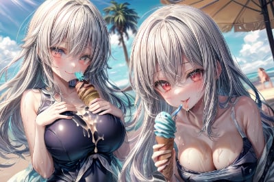 スク水ソフトクリーム