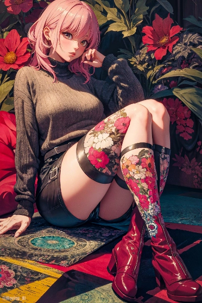花柄ブーツ