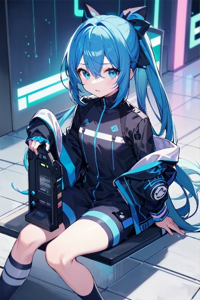 青髪サイバー女子