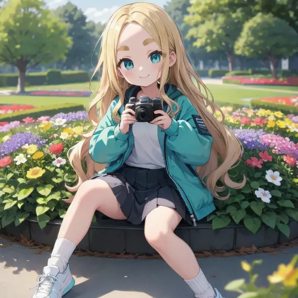 写真を撮るおでこちゃん