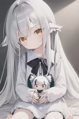 耳が羽みたいになっている白い髪の幼女