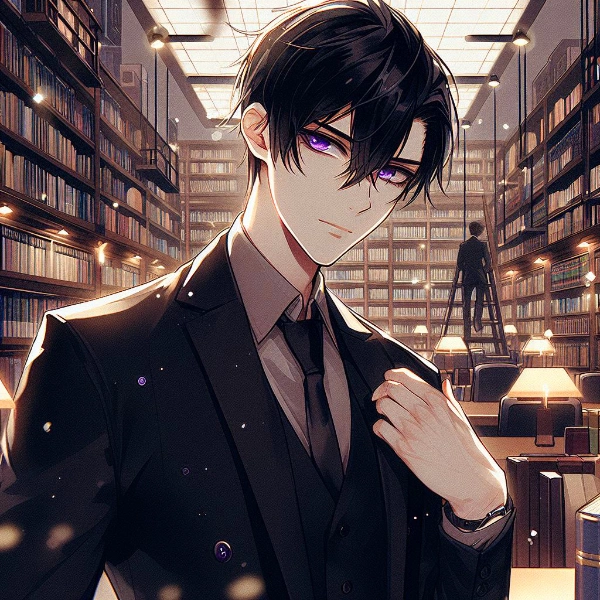 図書室にいる、黒髪短髪男性(21枚)