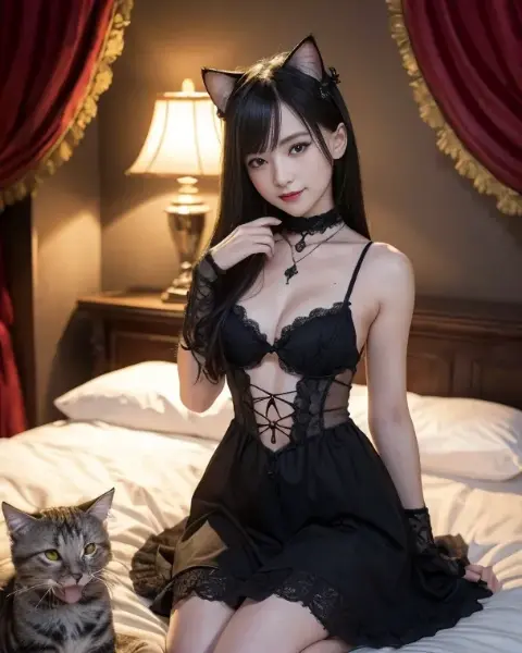 猫耳娘と子猫