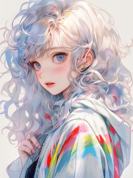 カラフルな色の長髪美少女