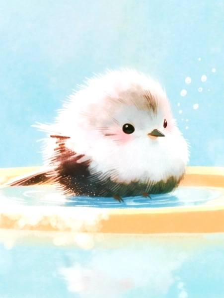 シマエナガさんの水浴び