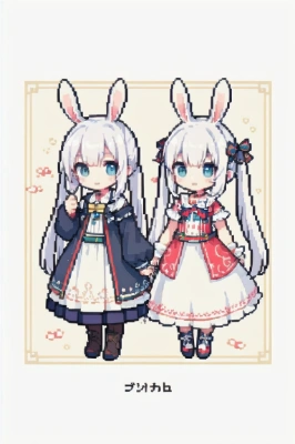 ゲーム風うさ耳双子ちゃん