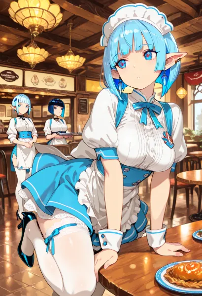 青髪エルフの甘いカフェタイム