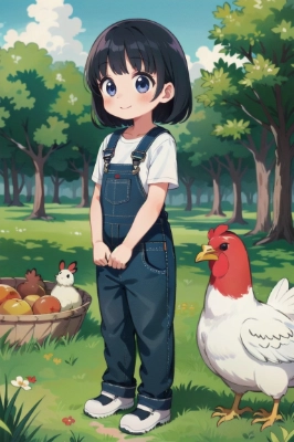 鶏と女の子