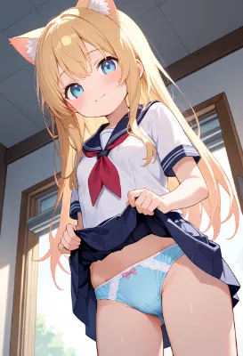 猫耳少女のいたずら微笑