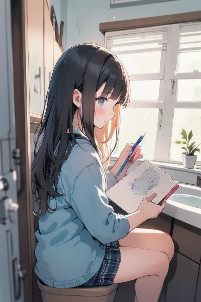 トイレでお絵描き