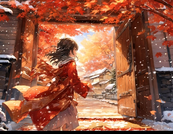 雪と紅葉