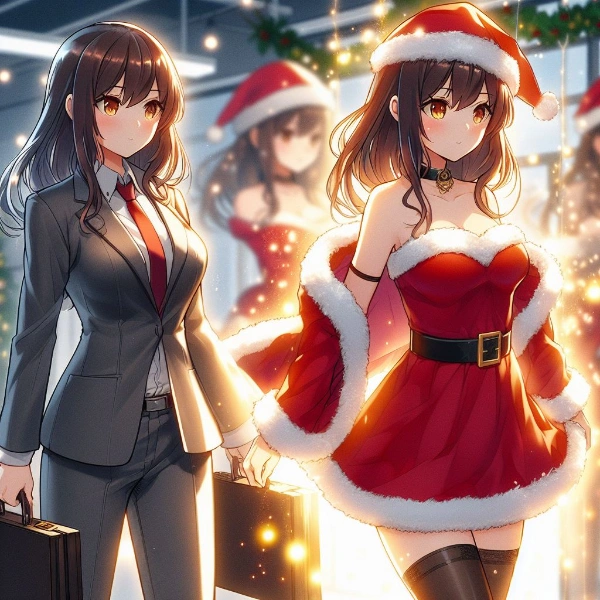 彼女がサンタに着替えたら