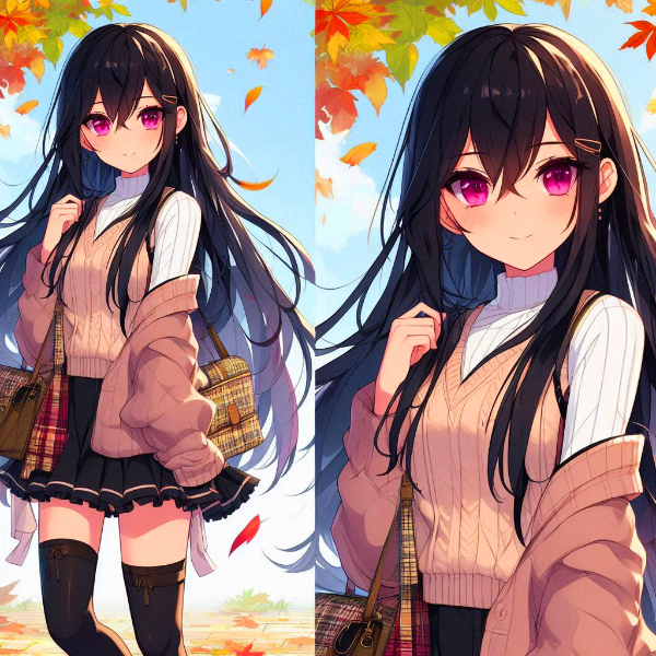 萌え袖っぽい、黒髪ロング少女＊