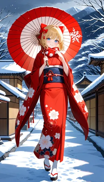 雪降っているから首元暖かくしているよー