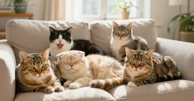 日だまりのソファでくつろぐ猫たち🐱