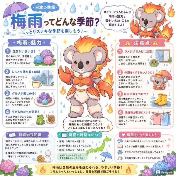梅雨についてフラムちゃんが解説するにゃん！