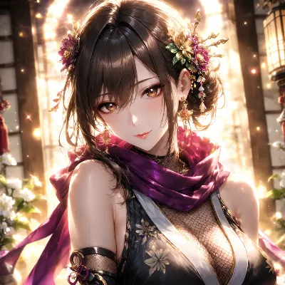 黄金の光に輝く花の美女