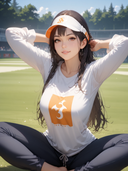 芝生に座るお姉さん