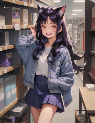 図書館にて