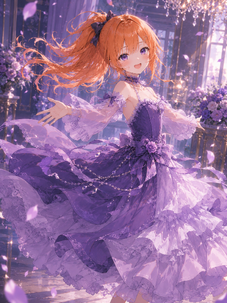 紫のドレスが舞う魔法の舞踏会