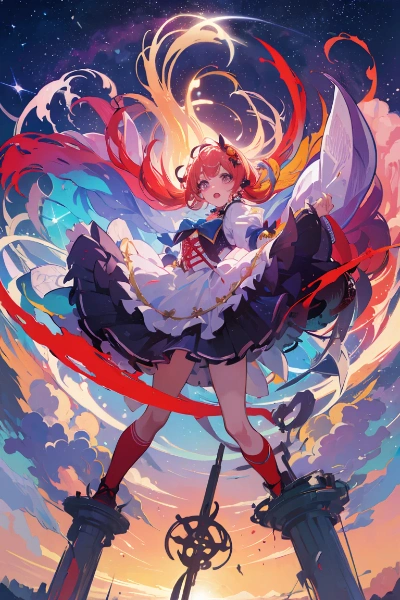 フリルスカート×カラフル