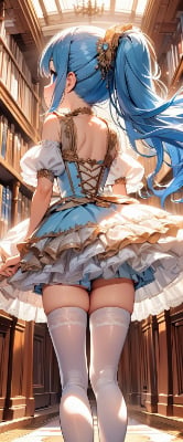 青髪姫の後ろ姿