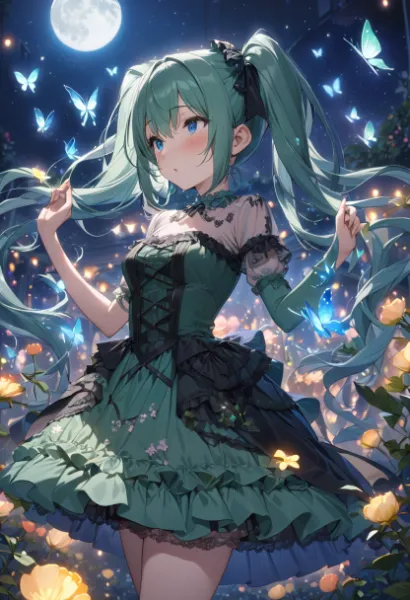 夜咲く花と蝶々