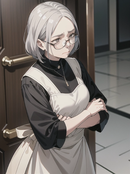 エプロンの女性