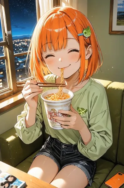 カップラーメンを食べる動画