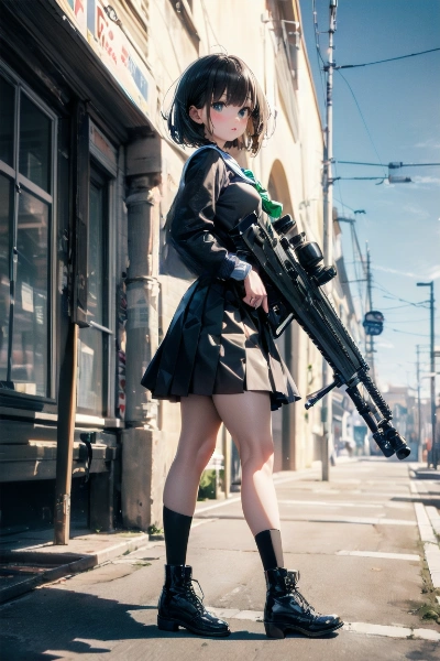 私立ミリオタ学園、大型ライフルの女の子