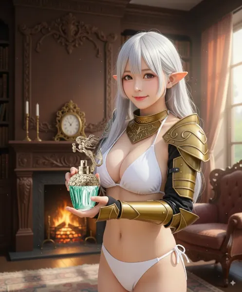 エルフ戦士の甘い休息のひと時