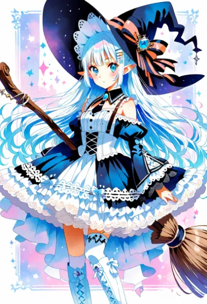 星空を駆ける青髪の魔女少女