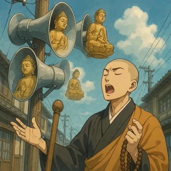 我が説法仏像に変われり