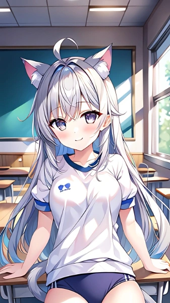 ネコミミ x 体操服 x 水彩画