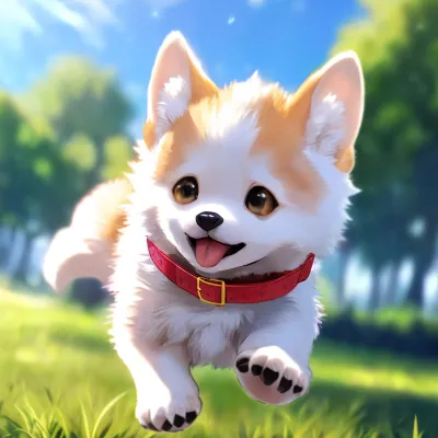 元気に走る柴犬