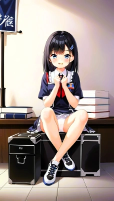 カバンに座る女の子
