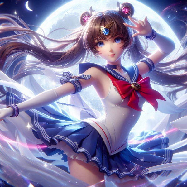 月の光でメイクアップする美少女戦士