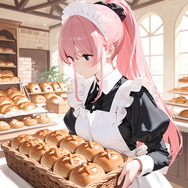 ピンク髪メイドのパン屋