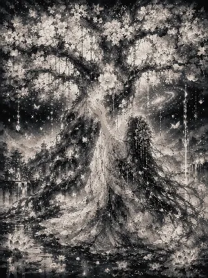 星の樹に手を伸ばす幻想の少女