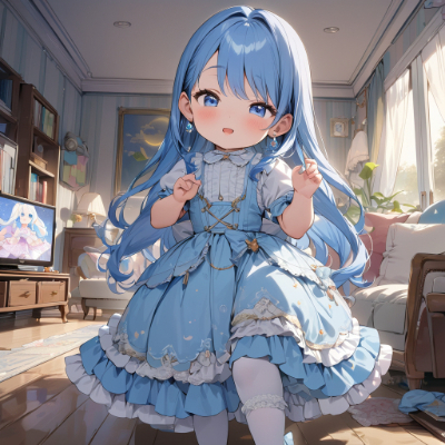 かわいい青髪さん