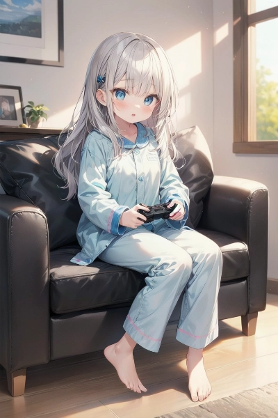 起きてすぐにゲームしちゃう女の子