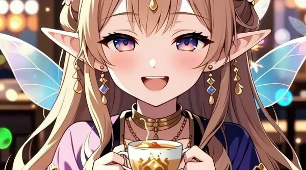 チャイが飲める妖精がたくさん飛んでる系の喫茶店で何かしゃべる妖精の少女